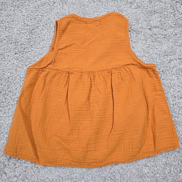 Xirena Top Womens Small Orange‎ Sleeveless Gauze Y Neck Cotton Flowy - Picture 8 of 11